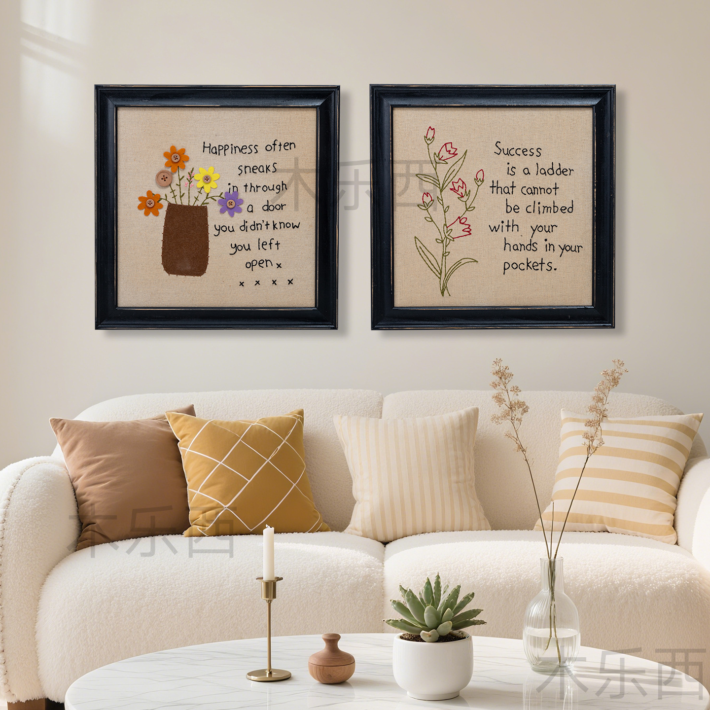 Pastoral Embroidery Hanging Canvas Art Decorative Painting Wall Art Creative Wall Decoration Living Room Decor Amazon Shein Cross-Border