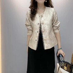 ハイエンド新中国風コート女性ショート春装2025新型バラボタン小香風ジャカード気質上着