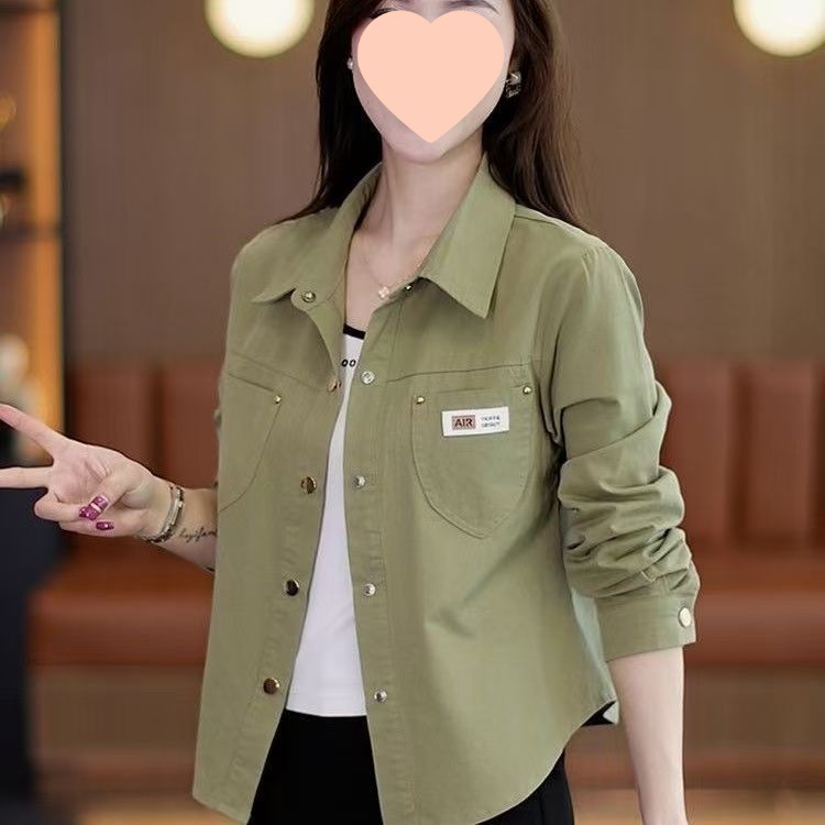 休闲外套女短款年春秋新款小个子时尚洋气宽松棉衬衫上衣潮|undefined