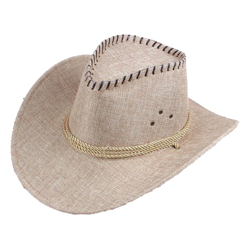 Sombrero de vaquero de los hombres de verano de lino en relieve sombrero para el sol sombrero de playa sombrero de montar