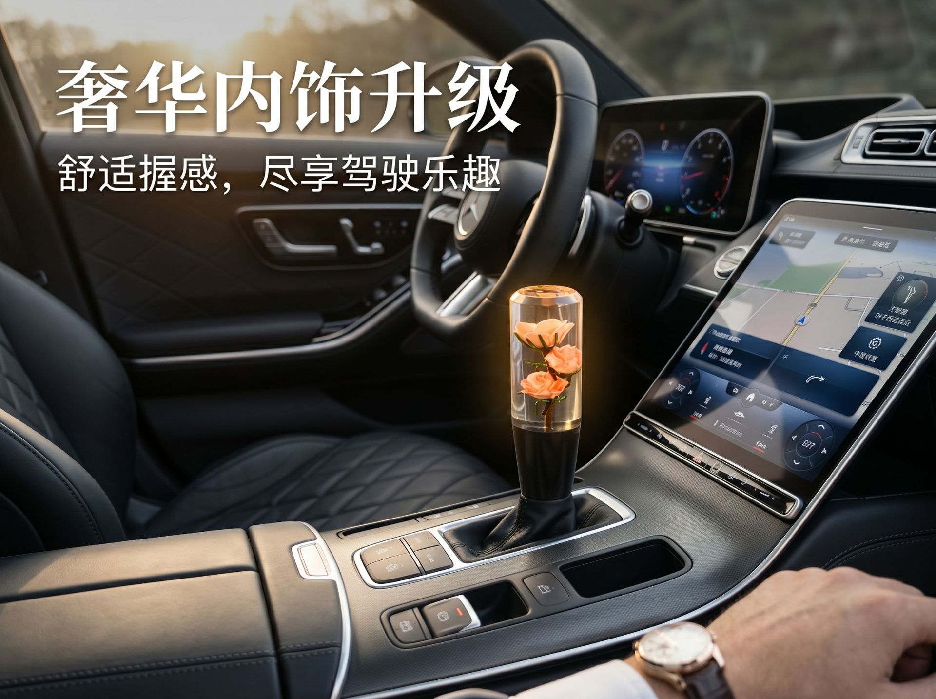 Car Modified Crystal Rose Flower Gear Shift Lever, Acrylic Universal Shift Stick, Exclusively for Cross-Border Sales