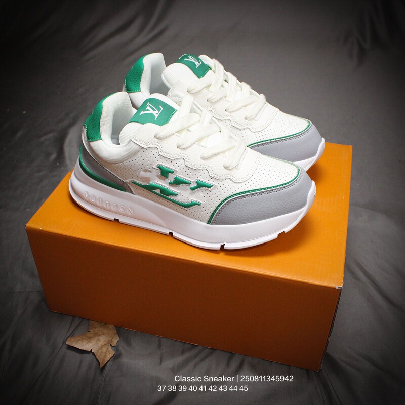 In-Stock Top Version Pure Original L Lujia Classic Series Black and White Blue Leather Couple Celebrity Same Style Casual Sneakers