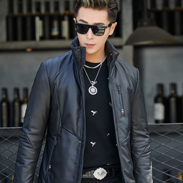 Down jacket, genuine leather