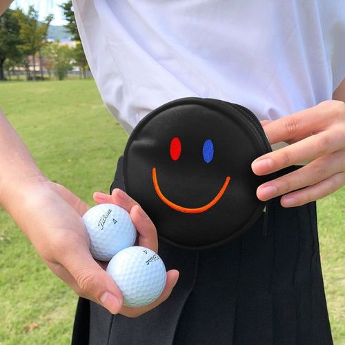  Korean style golf bag, polyester smiley face golf cover, portable zipper GOLF waist accessory bag
