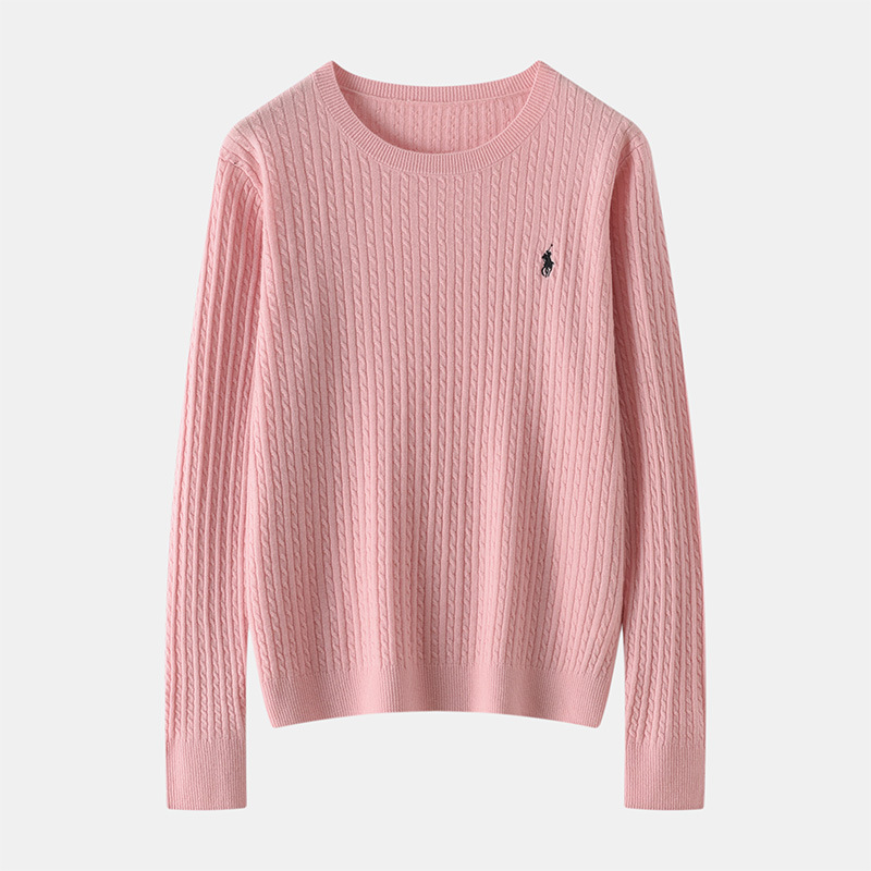 2025 New Autumn and Winter Round Neck 100% Worsted Pure Wool Sweater for Women with Casual Knitted Bottoming Sweater