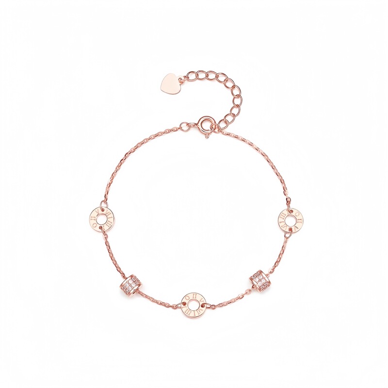 New 925 Sterling Silver Roman Numerals Small Man Waist Bracelet Women's Light Luxury Ins Style Niche High-end Accessories Customization