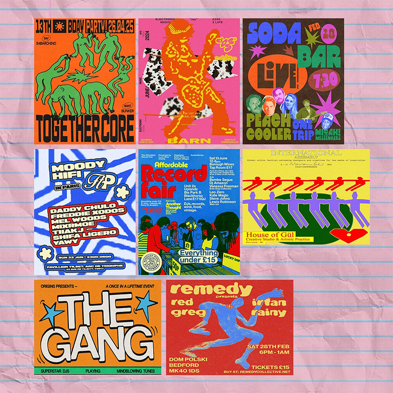90s retro street poster set collage music cafe wall poster wall sticker decorative painting