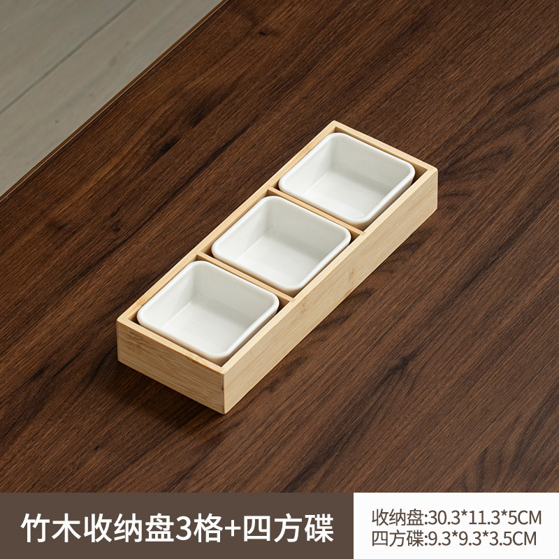 新しい中国風の炉茶宮殿グリッドフルーツプレートスナックドライフルーツプレート竹プレート分割宮殿グリッドトレイ鍋おかずプレート|undefined