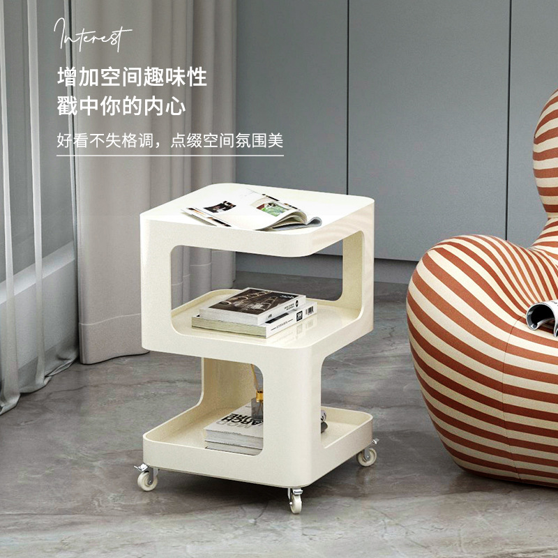 Movable cream style mini coffee table