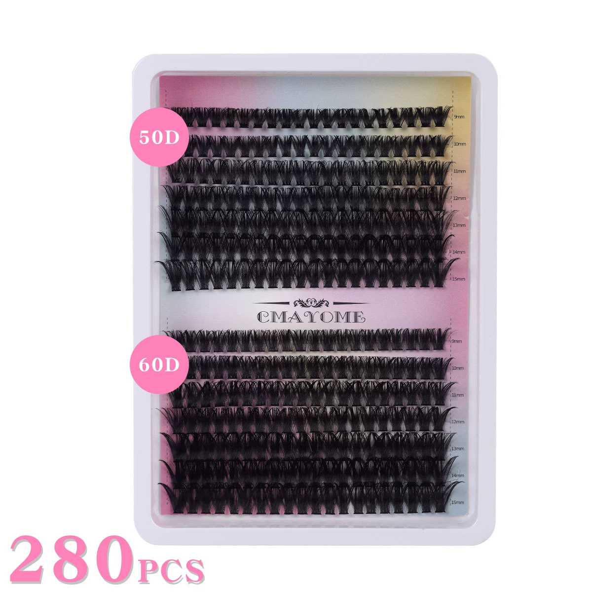 Cluster False Eyelashes 10D, 280 pcs, D-curl, Naturally Dense Clusters for DIY Extensions