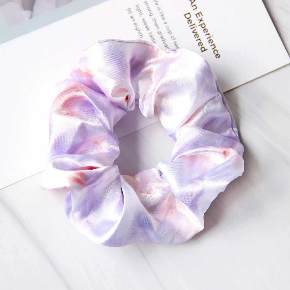 Satin Tie-Dye Hair Scrunchie, Elastic Hair Circle 11 cm, 6-Color Summer Accessory