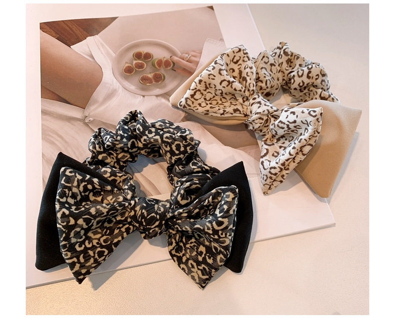 Korea Retro Chiffon Double Bow Leopard Print Hair Scrunchies display picture 4