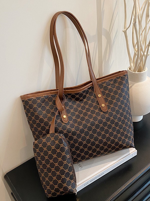 Commuting Large-Capacity Mother-In-Law Bag 2025 New Korean Style Shoulder Bag Plaid Printed Tote Bag High-End Handbag