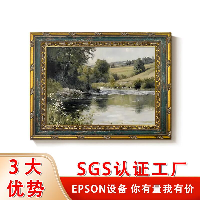 Shenzhen Dafen Village Vintage Frame Printed Landscape Farmhouse Decorative Painting Amazon Canvas Spray-Painted Bedroom Wall Art