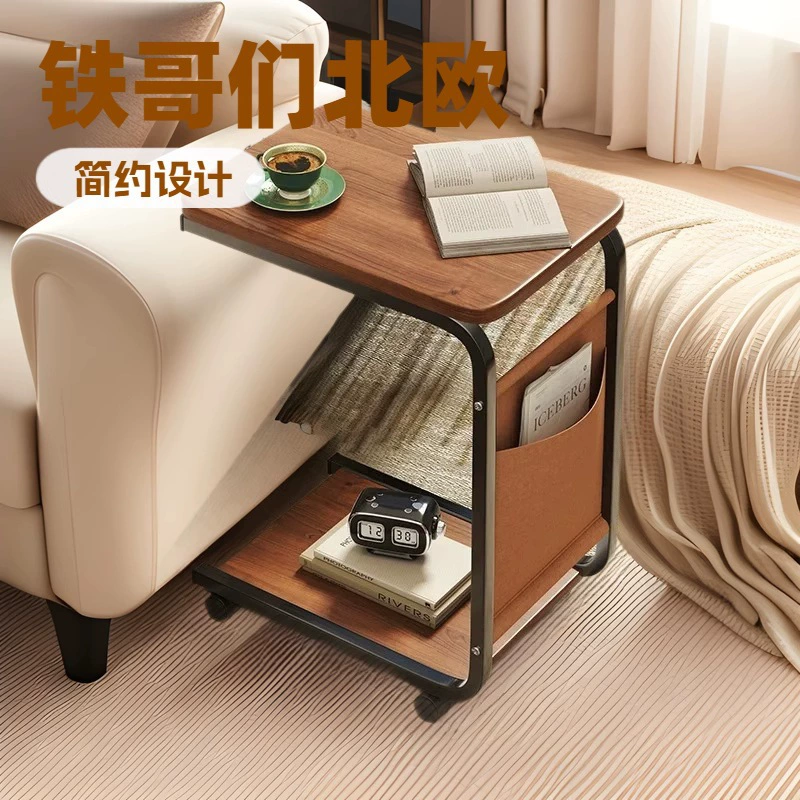 Подвижный диван-столик для гостиной, простой маленький журнальный столик для спальни, мини-ползунок на полу, прикроватная тумбочка, стеллаж для хранения