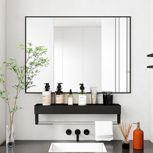 KBQ1浴室镜带置物架镜子卫生间洗手台免打孔厕所壁挂梳化妆洗漱挂