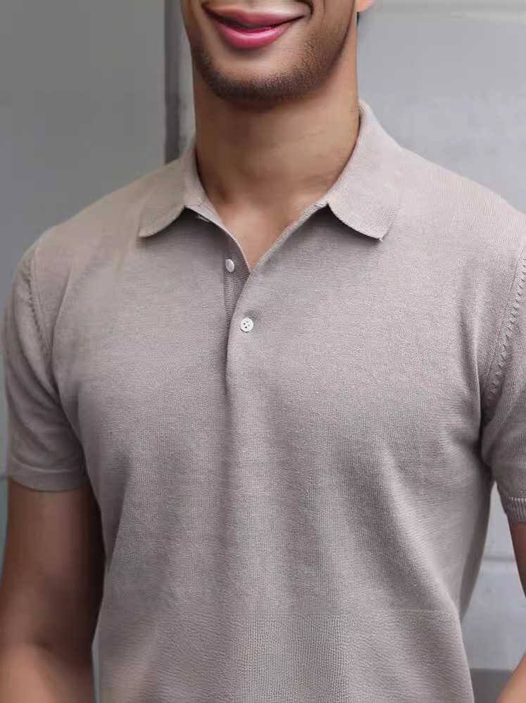 Mr. San, ropa delgada de verano para hombres, polo casual, moda coreana de algodón y lino, camiseta simple para hombres.