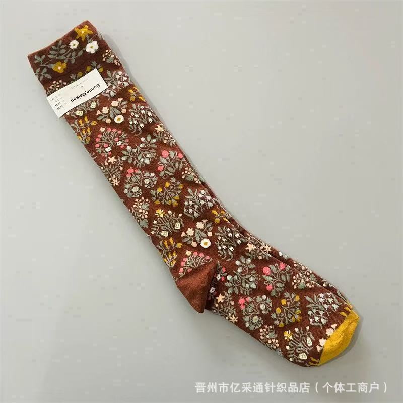 2025新款法国BM袜子女彩色油画文艺风长筒袜复古潮流小腿袜显瘦|undefined