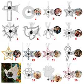 新款跨境圣诞树装饰小饰品礼物100种语言投影彩色照片定制项链