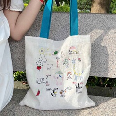 レイジースタイルクリエイティブ楽しい面白い刺繍キャンバスバッグ 2025 新しい和風カジュアル多用途ショルダーハンドバッグ女性のための