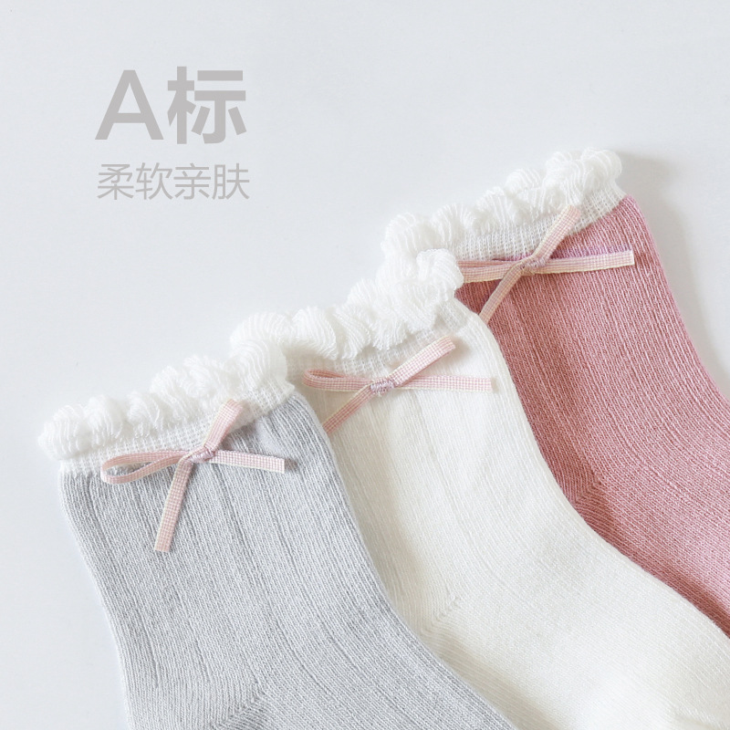 21 primavera y otoño nuevo bebé calcetines princesa encaje bebé calcetines peinado algodón hija calcetines de los niños sin hueso calcetines sueltos
