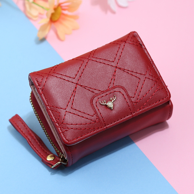 New Style Women's Short Wallet, High-End Quilted Zipper Coin Purse, Fashionable 80% off Small Wallet for Women