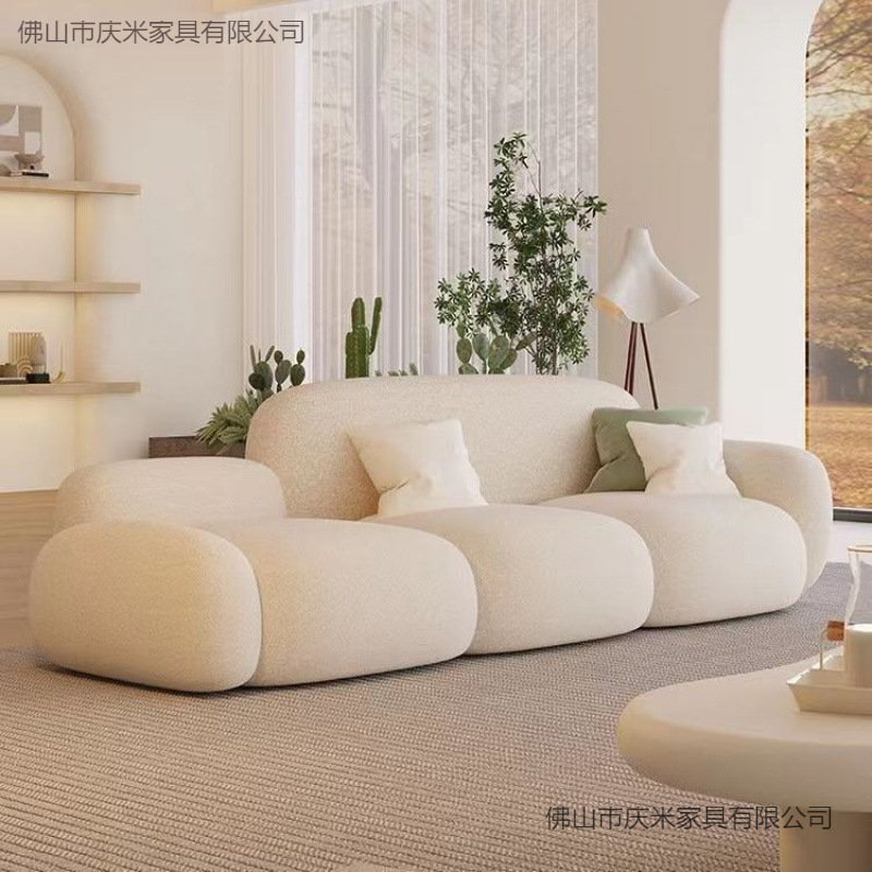Living Room Simple Modern Cream Style Rental House Fabric Sofa Straight Row Light Luxury Bedroom Douyin Popular Cloud Sofa