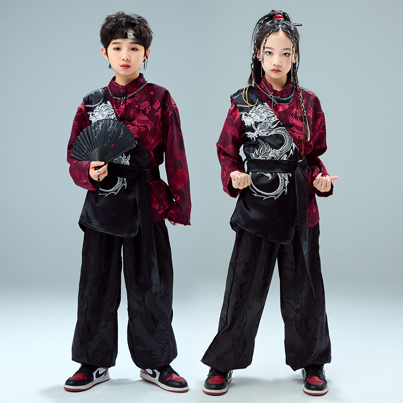 New Year's Day Chinese Style Costume Children's Classical Chorus Martial Arts Performance Costume Hanfu Boys Girls Costume Street Dance
