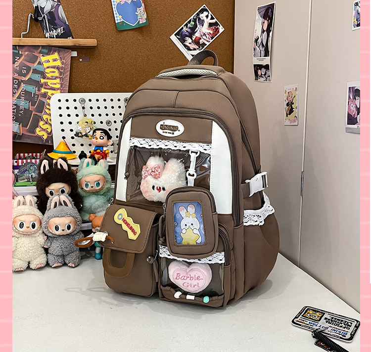 韩系甜美可爱背包女大容量学生痛包书包学院风日系百搭少女双肩包|undefined