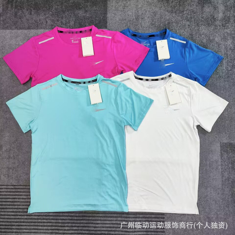 Sports Track and Field Training Summer Men's and Women's Running Sports Fitness Quick-Drying Short-Sleeved Sports Elastic Quick-Drying T-Shirt Export