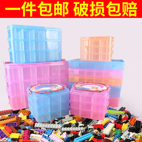 Extra large three-layer transparent detachable storage box with 30 compartments portable building block toy storage box multi-layer plastic classification