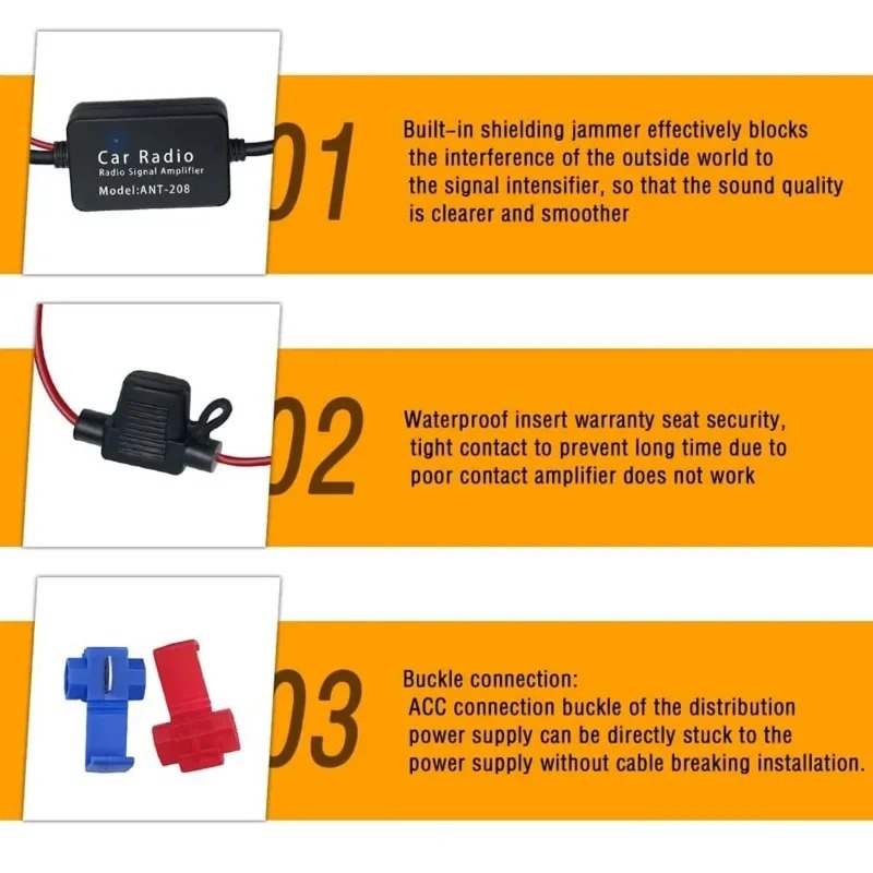 Cross-border exclusive car active antenna FM car radio antenna amplifier 12V FM amplifier Android