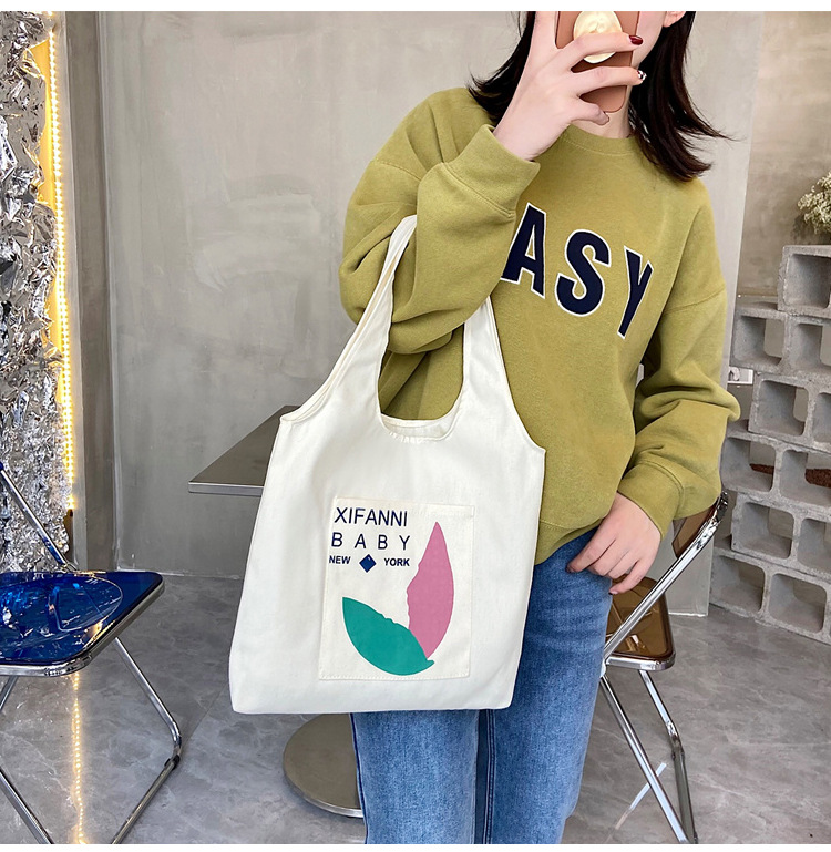 Wholesale vest canvas bags, large capacity o creative large capacity shopping bags, hand-held canvas tote bags undefined