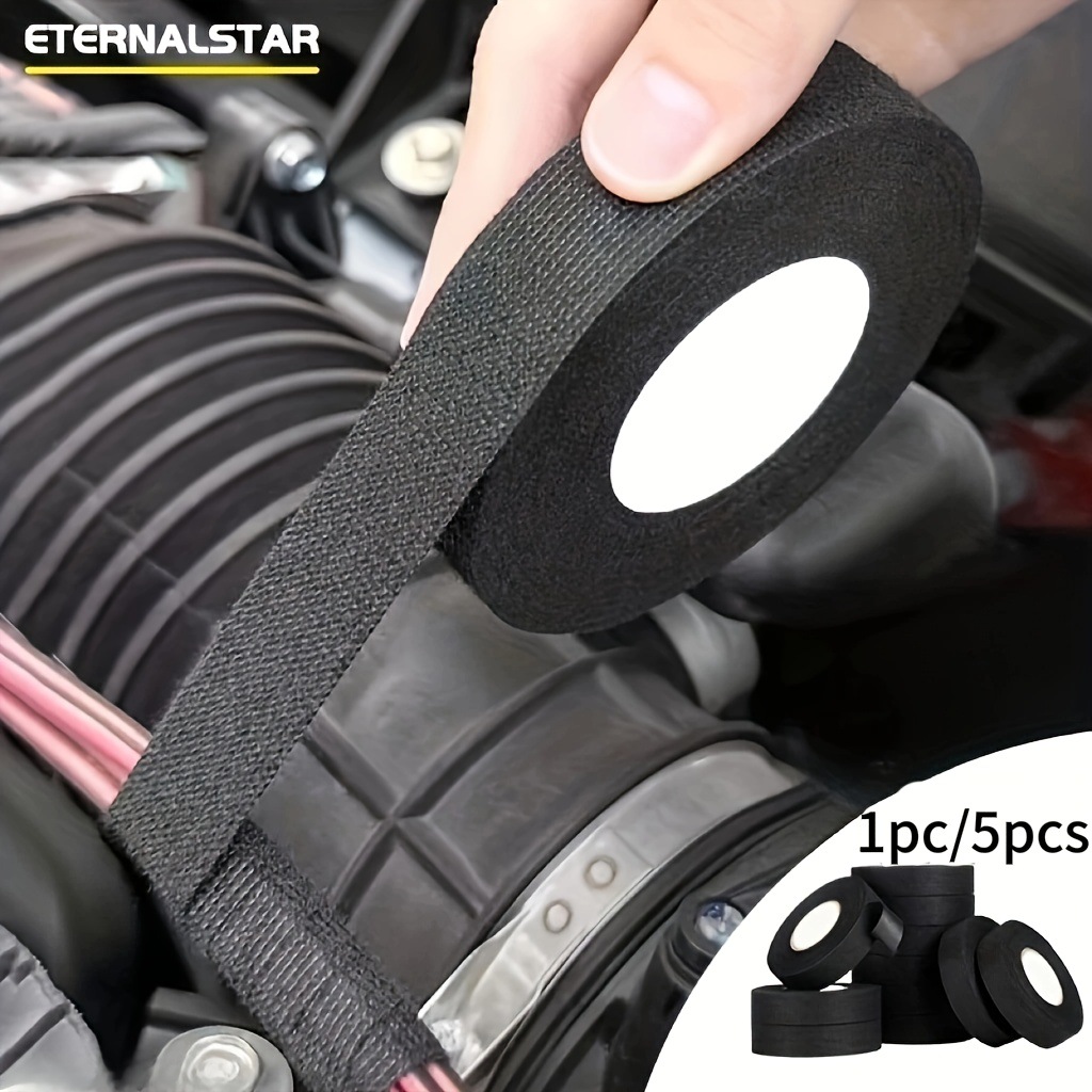 5pcs高温耐用汽车电工胶带 - 防水、隔音减振布胶带，适用于线束