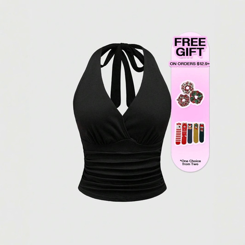 European and American Retro Leopard Print Backless Fashion Halter Top V-neck Sexy Sleeveless Tank Top for Women