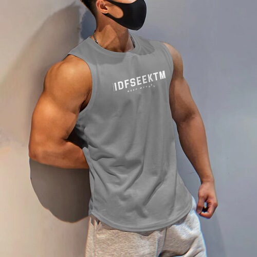 Muscle Fitness Quick Dry Backless Mesh Sweat Absorbent Training Basketball Breathable Fashion Ins Sleeveless T-Shirt for Men