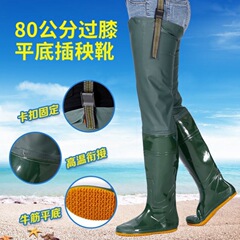雨裤带雨鞋连体防雨鞋裤一体半身下水裤过膝加厚耐磨半截插秧专用
