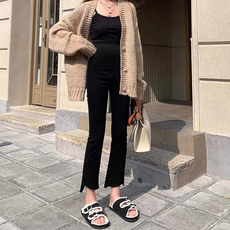 Pregnant Women's Pants Elastic Spring and Autumn Abdominal Pants Casual Pants Micro-flared Pants