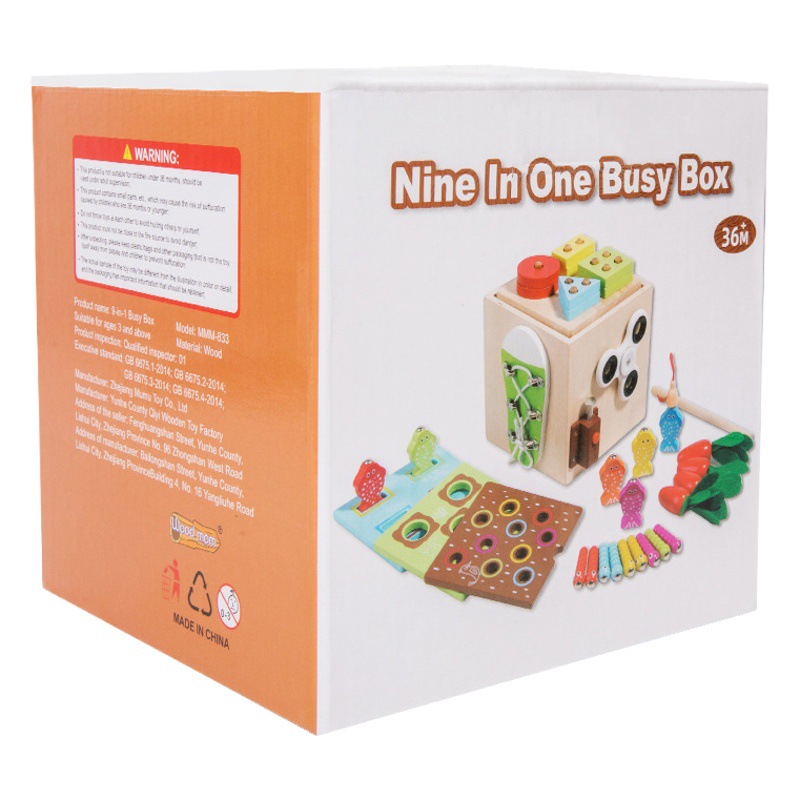 Montessori educación temprana para niños de madera nueve en uno pesca rábano tirando de insectos atrapando madera juguete educativo multifuncional caja ocupada
