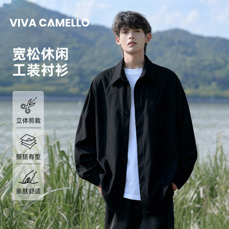 Viva Camello Long-Sleeved Shirt Men's Spring and Summer New Loose Casual Youth Work Shirt Jacket