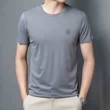 紫源服裝夏季男士圓領T恤衫舒適百搭短袖高檔純色半袖一件代發
