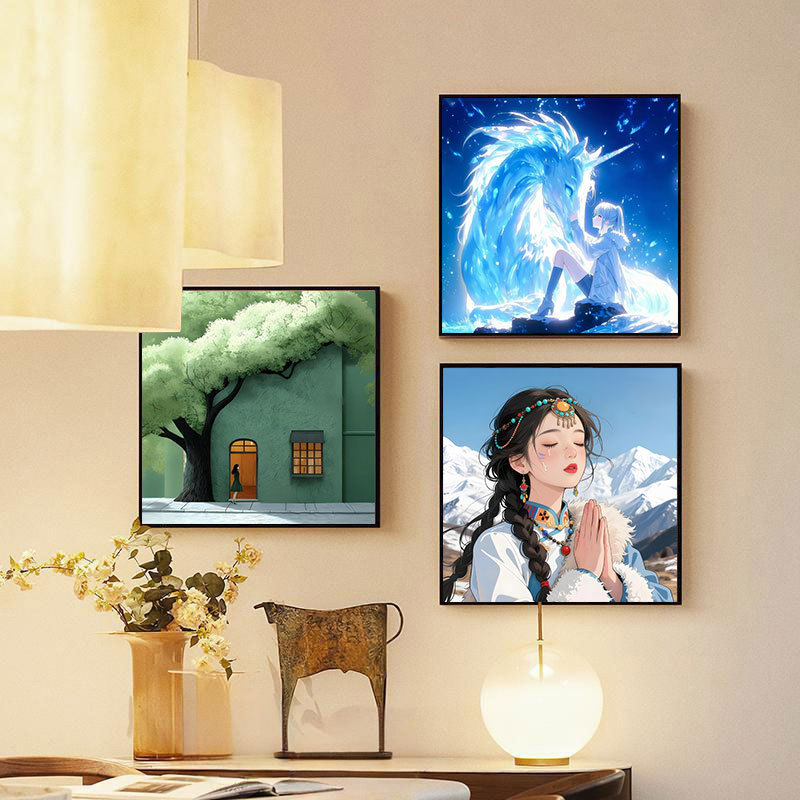 DIY Digital Oil Painting Large Size 30*30 Hand-Painted Landscape Animation Animal Bedroom Decoration Painting Acrylic Painting