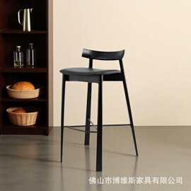 北欧实木吧椅现代简约吧台椅家用轻奢高脚椅极简酒吧椅吧凳前台椅