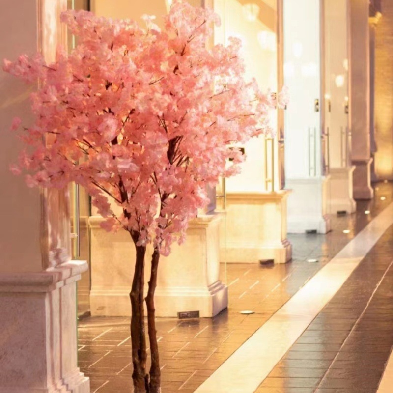Amazon desmontaje y montaje simulación pequeño cerezo planta de piso en maceta tallo de plástico falso artificial flor de cerezo pequeño planta en maceta