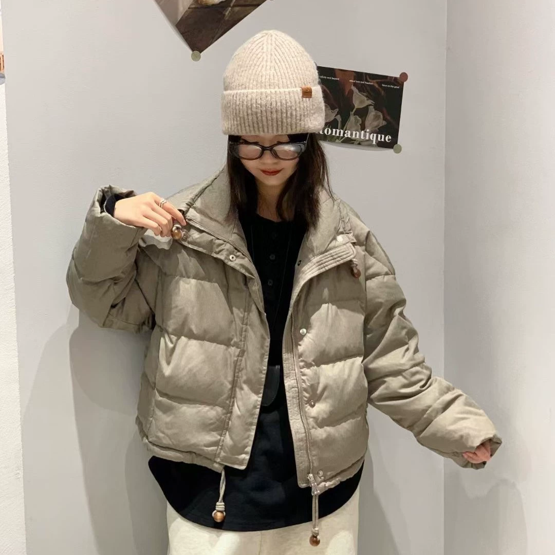 Fashionable down jacket, drawstring
