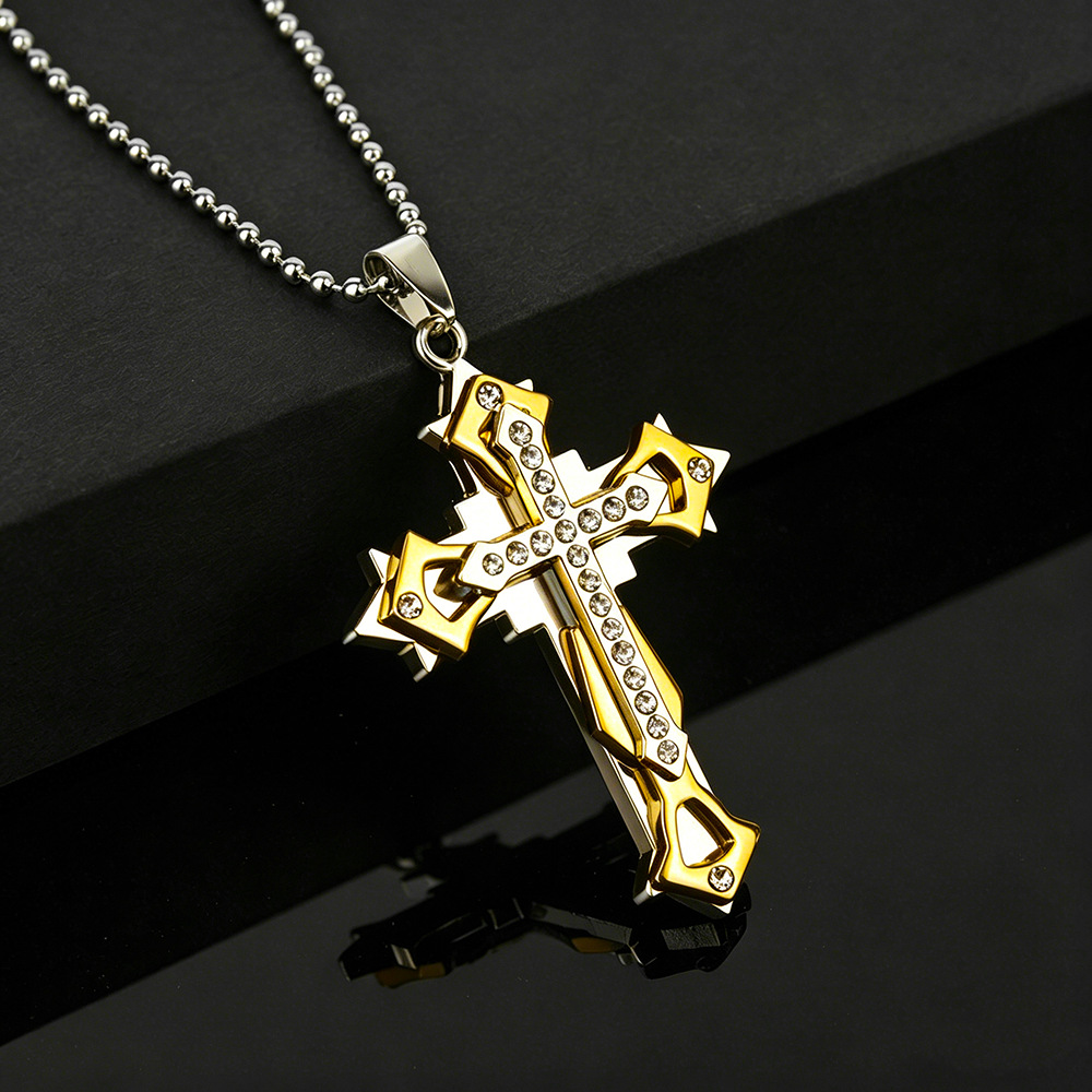 Collar con Cruz de Múltiples Diamantes 2026, Joyería de Moda, Estilo Coreano, Colgante para Hombre, Accesorios Modernos para Hombre, Éxito de Ventas en Taobao, Venta al por Mayor image 4