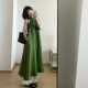 2024 Summer French Style Neck-Hanging Elegant Waist Lazy Style Holiday dress Mori Style White Shoulder Long Skirt