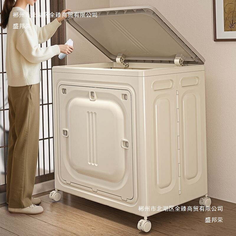 Clothes storage box, household use, with wheels, foldable, with a flip-top lid, for organizing clothes and bedding Clothes storage box, household use, with wheels, foldable, with a flip-top lid, for organizing clothes and bedding