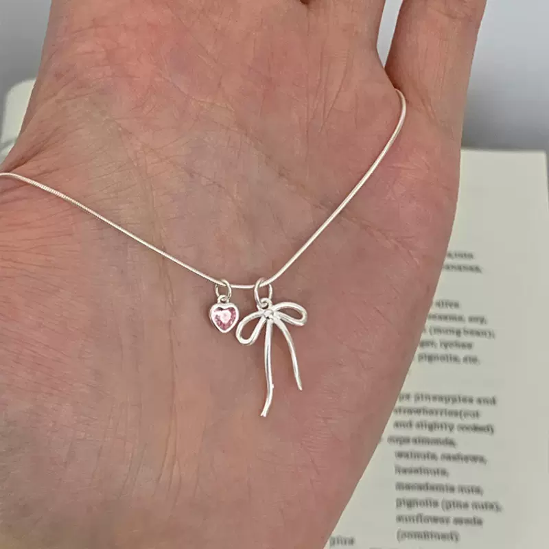 韩版蝴蝶结甜心蛇骨项链女甜酷颈链设计感小众个性锁骨链2024新款