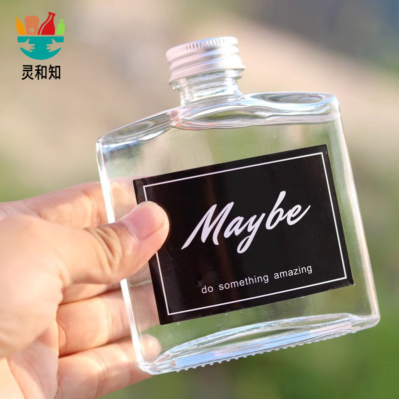 透明果汁饮料瓶分装小酒瓶250ml扁方玻璃白酒瓶甜酒奶茶咖啡瓶子
